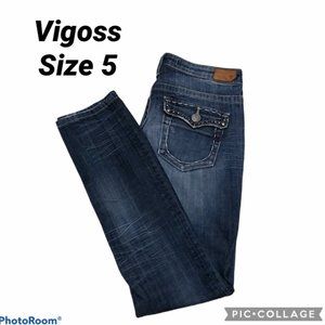 VIGOSS Bling Jeans Skinny Dark Wash sz 5